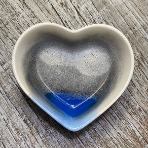 Heart Shaped Dish / Tray - Black + Blue + White + Gray